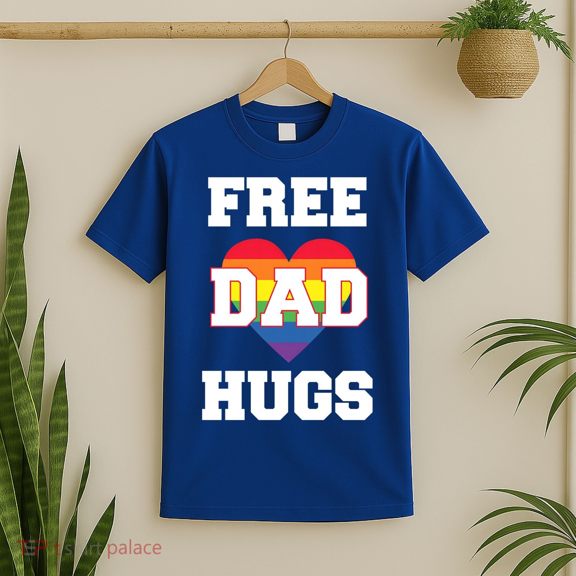 Free Dad Hugs With Rainbow Lgbtq+ Pride Heart Gift T-Shirt
