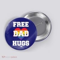 Free Dad Hugs With Rainbow Lgbtq+ Pride Heart Gift Button thumb 0