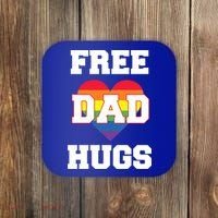 Free Dad Hugs With Rainbow Lgbtq+ Pride Heart Gift Coaster thumb 0