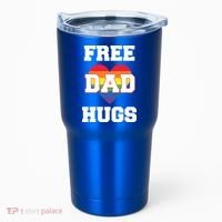Free Dad Hugs With Rainbow Lgbtq+ Pride Heart Gift Tumbler thumb 0