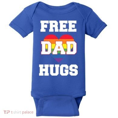Free Dad Hugs With Rainbow Lgbtq+ Pride Heart Gift Baby Bodysuit