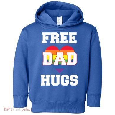 Free Dad Hugs With Rainbow Lgbtq+ Pride Heart Gift Toddler Hoodie
