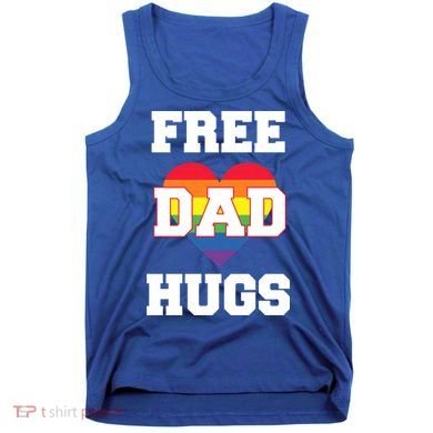 Free Dad Hugs With Rainbow Lgbtq+ Pride Heart Gift Tank Top