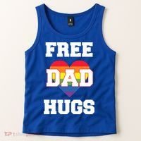 Free Dad Hugs With Rainbow Lgbtq+ Pride Heart Gift Tank Top thumb 2