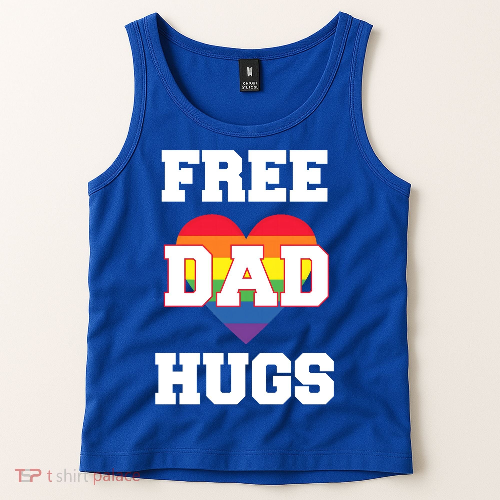 Free Dad Hugs With Rainbow Lgbtq+ Pride Heart Gift Tank Top