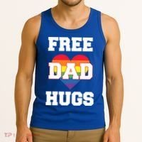 Free Dad Hugs With Rainbow Lgbtq+ Pride Heart Gift Tank Top thumb 3