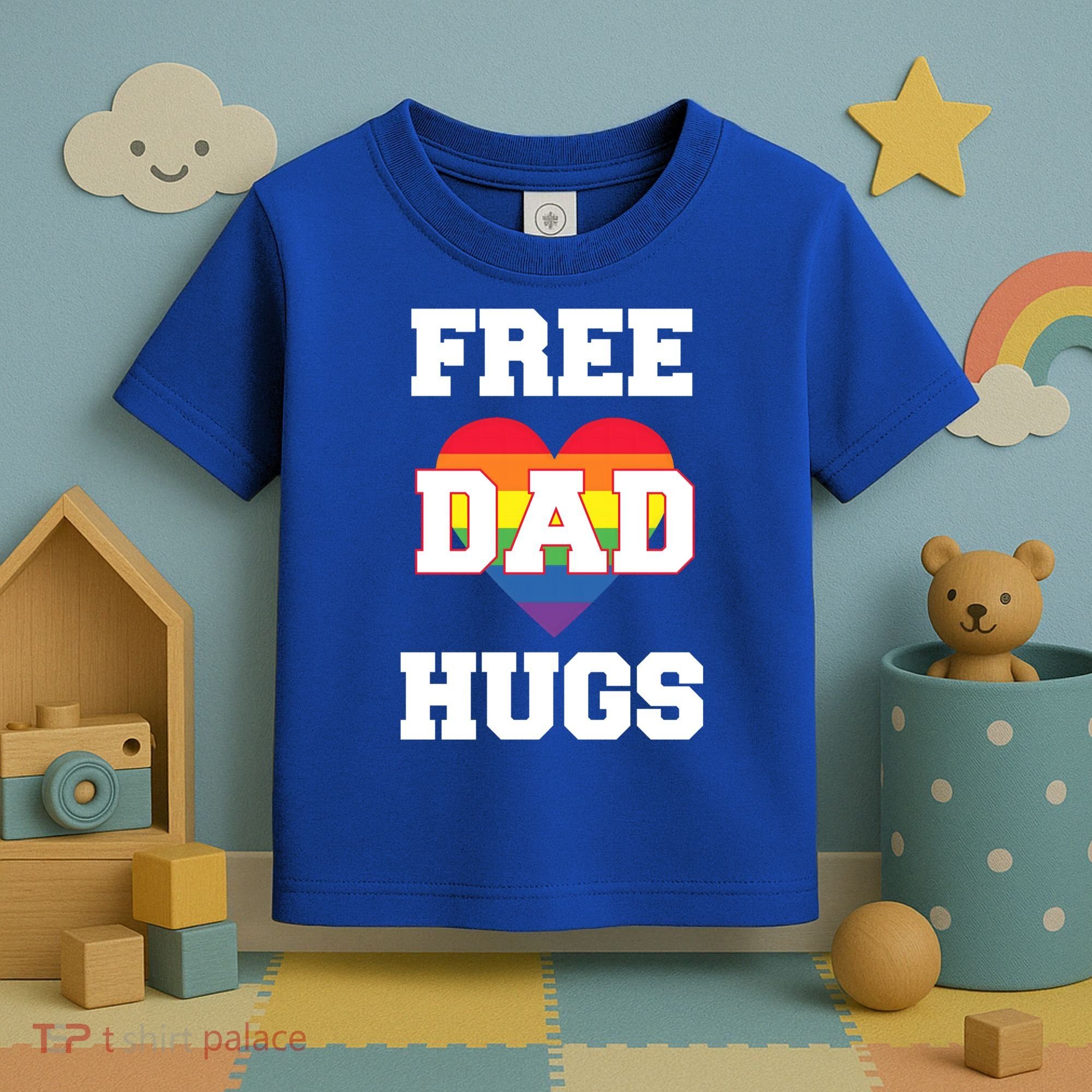 Free Dad Hugs With Rainbow Lgbtq+ Pride Heart Gift Toddler T-Shirt