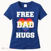 Free Dad Hugs With Rainbow Lgbtq+ Pride Heart Gift Women's T-Shirt thumb 0