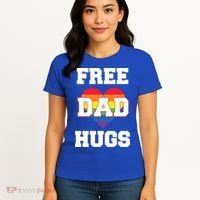 Free Dad Hugs With Rainbow Lgbtq+ Pride Heart Gift Women's T-Shirt thumb 4