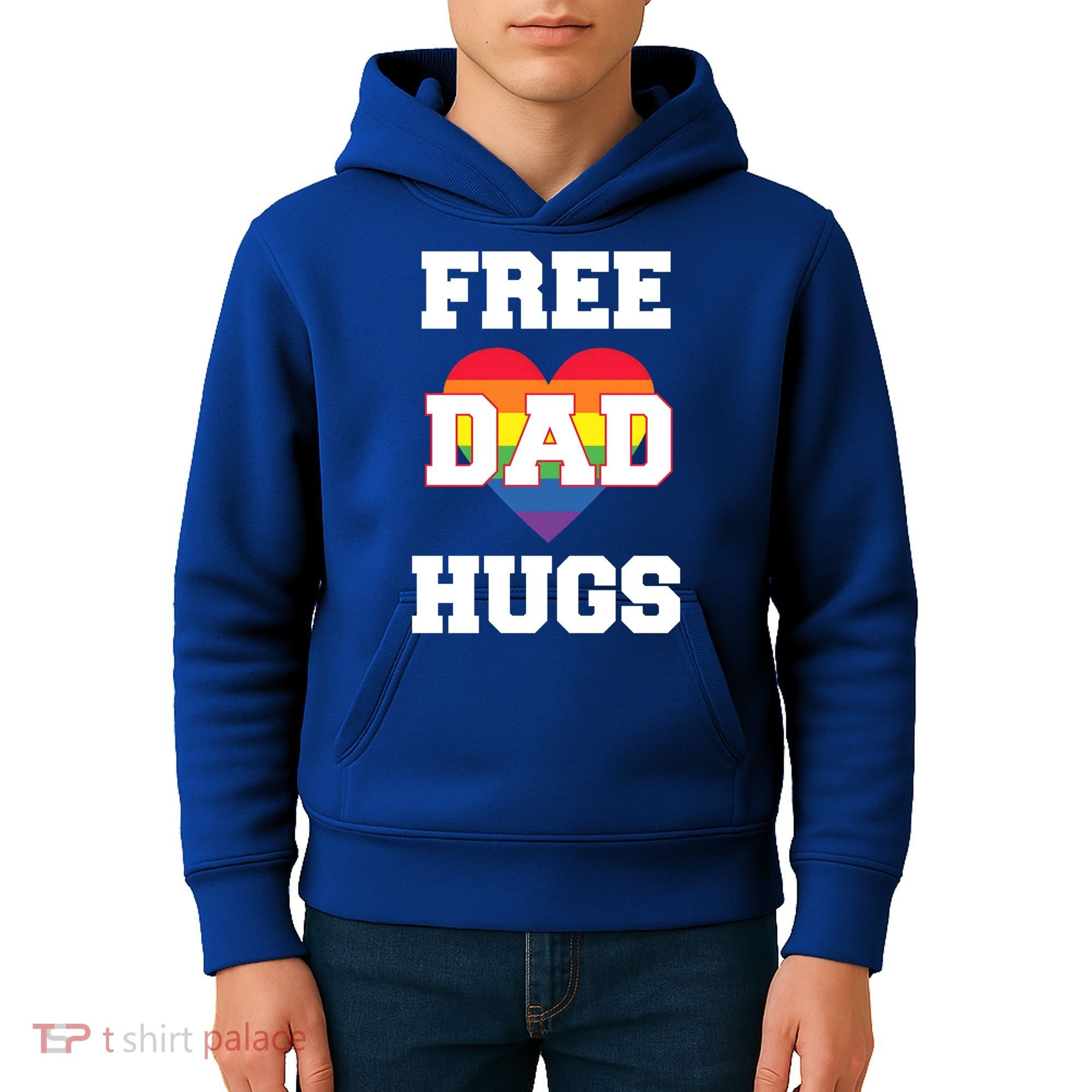 Free Dad Hugs With Rainbow Lgbtq+ Pride Heart Gift Kids Hoodie