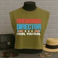 Fireworks Director I Run You Run Funny 4th Of July Garment-Dyed Women's Muscle Tee thumb 3