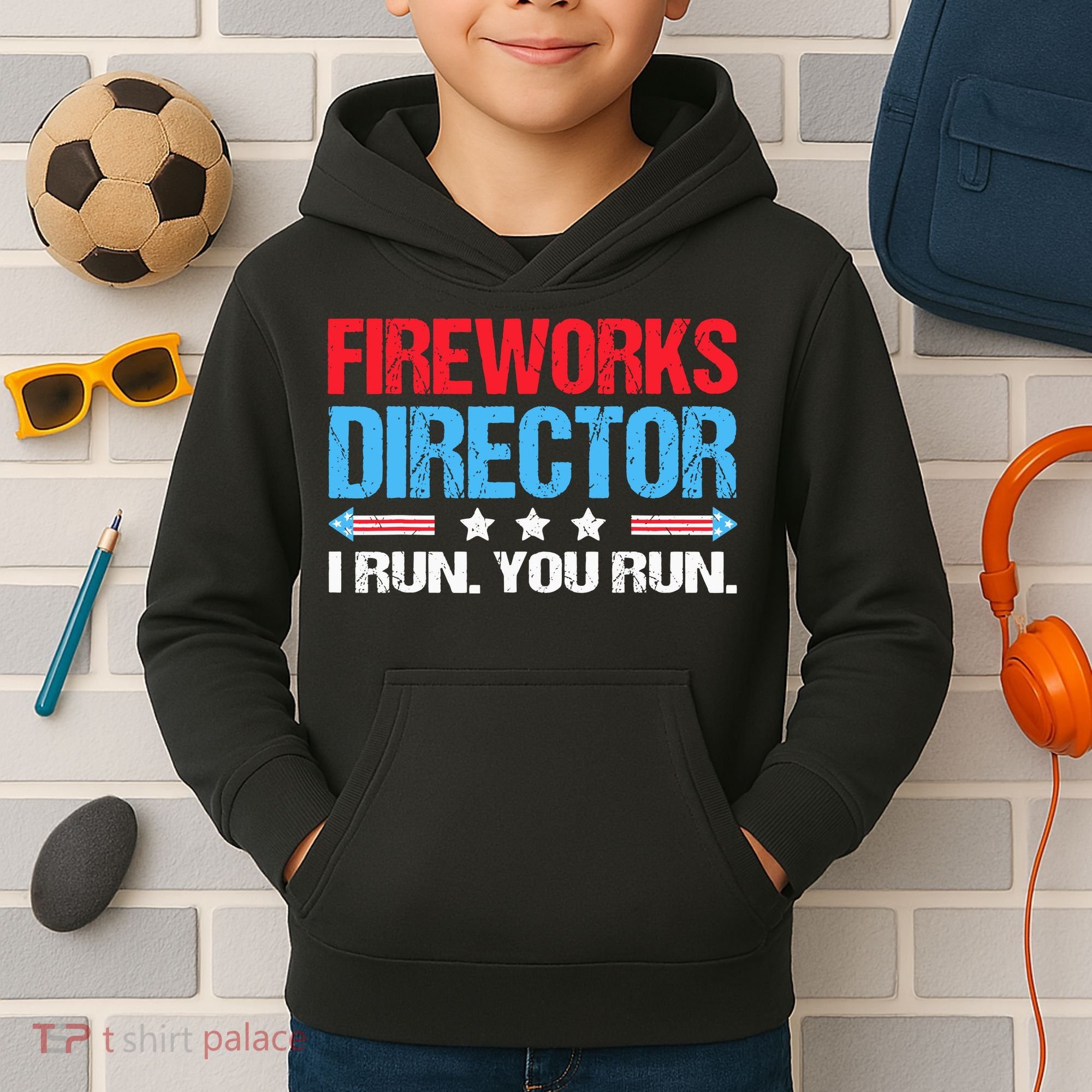Fireworks Director I Run You Run Kids Hoodie