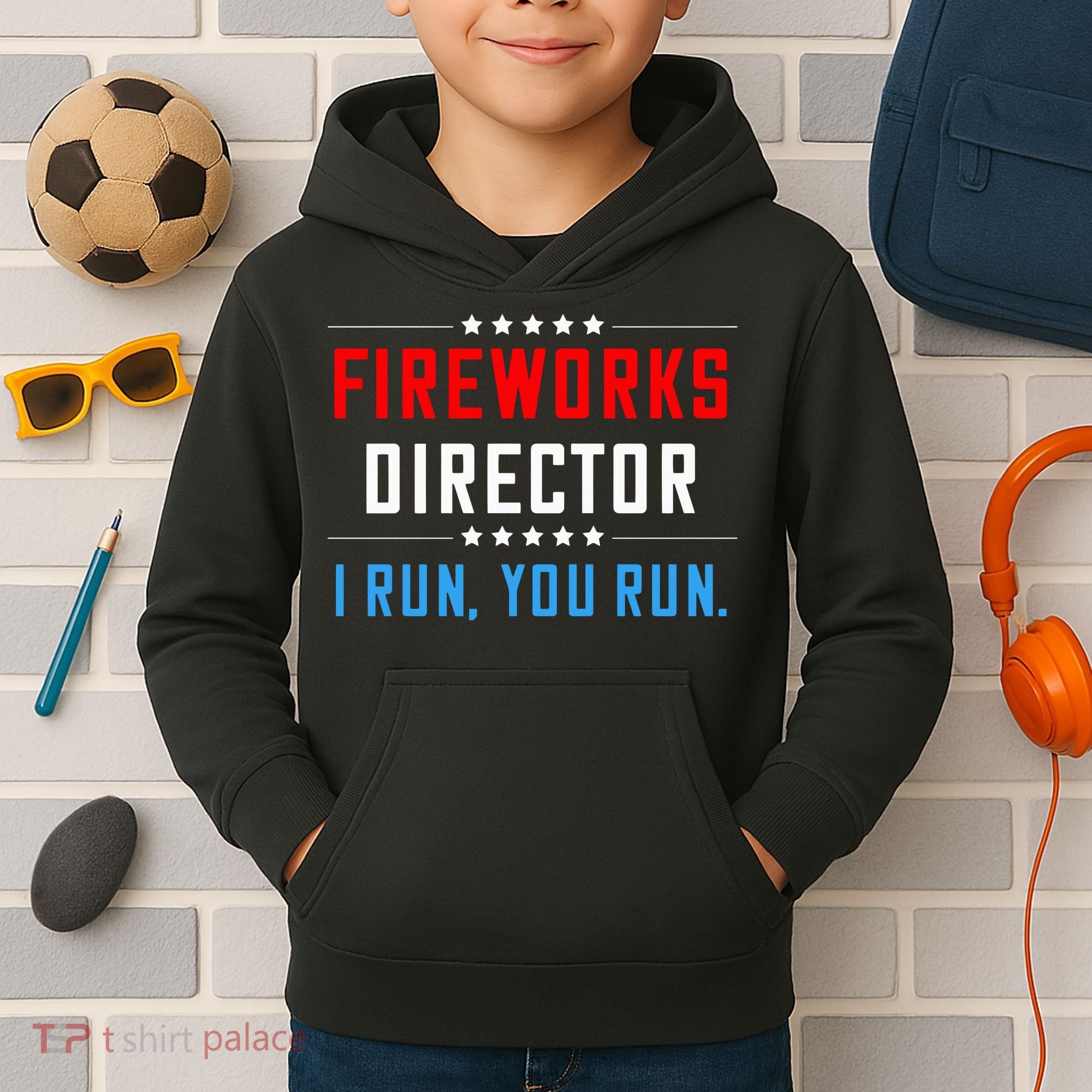 Fireworks Director I Run You Run Kids Hoodie