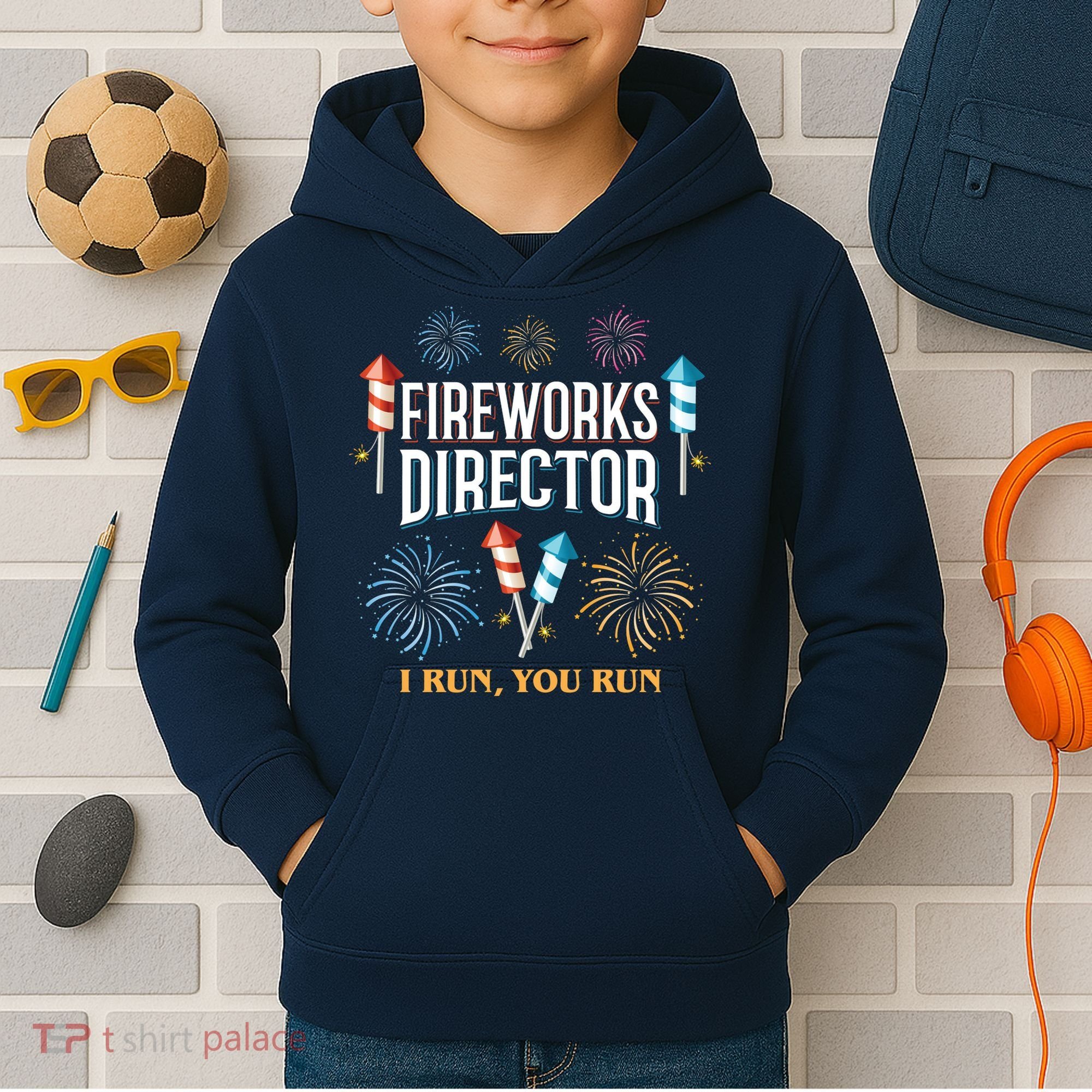 Fireworks Director I Run You Run Funny Kids Hoodie