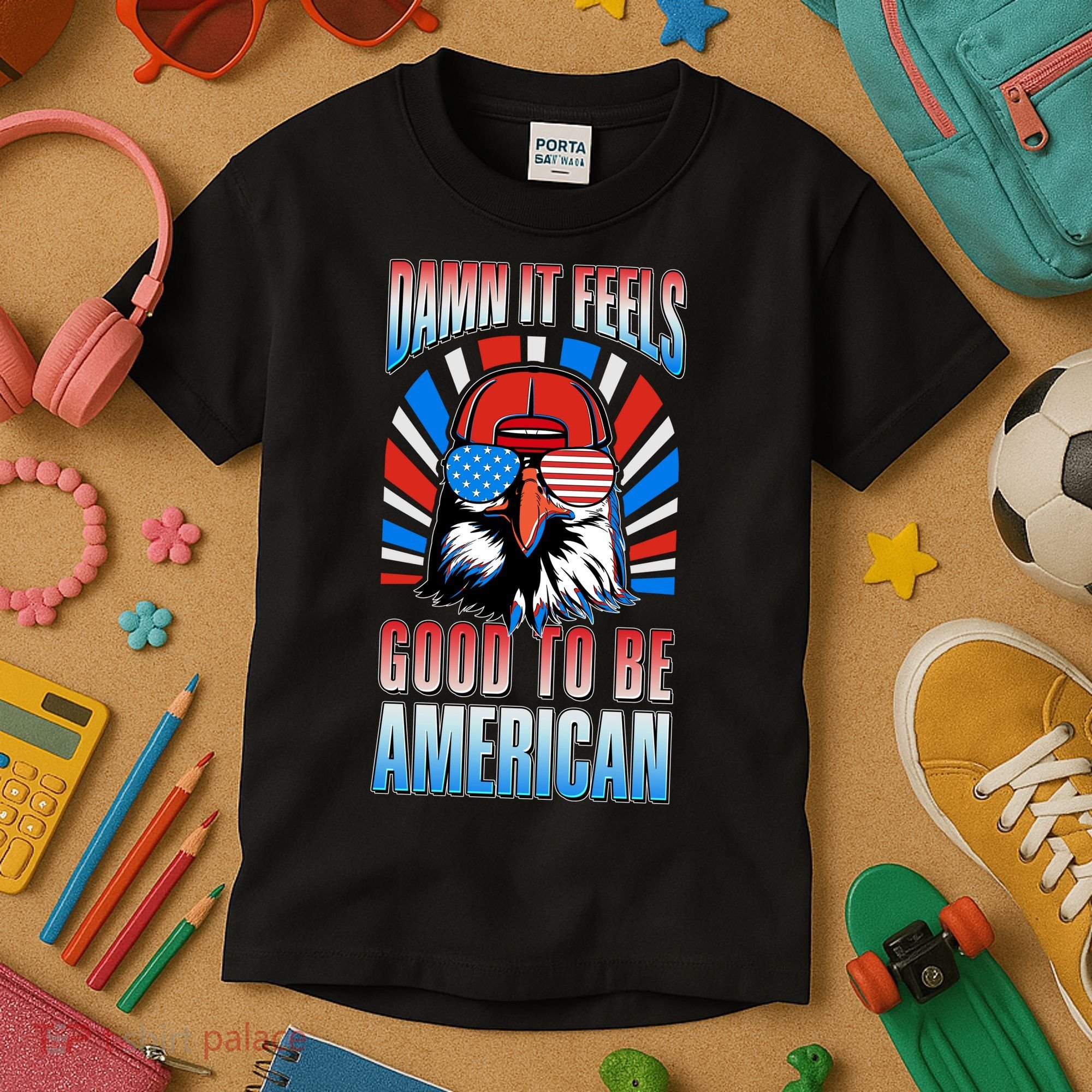 Funny Damn It Feels Good To Be American Eagle 4th Of July Kids T-Shirt