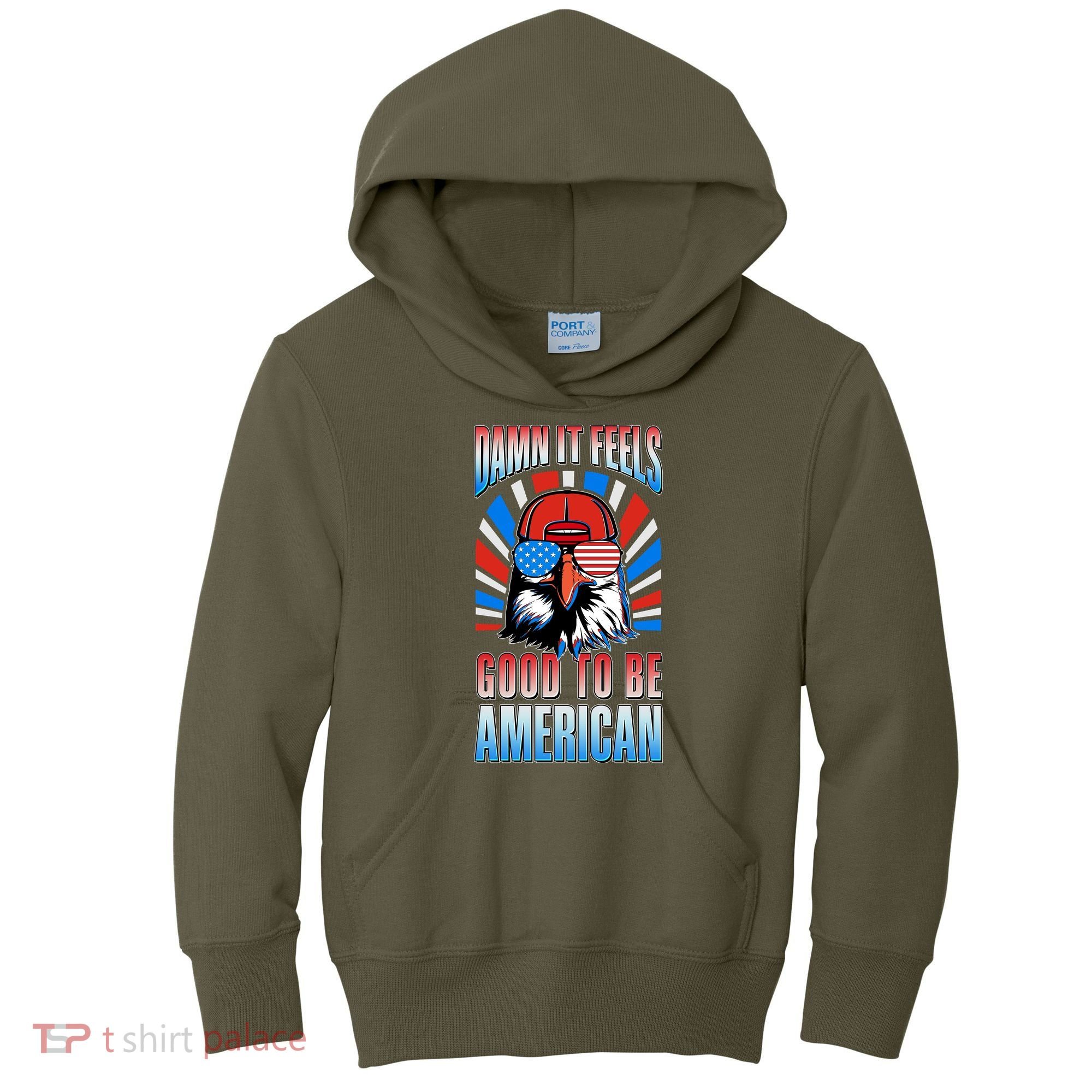Funny Damn It Feels Good To Be American Eagle 4th Of July Kids Hoodie
