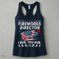 Fireworks Director I Run You Run Flag Funny 4th Of July Women's Tank Top thumb 3