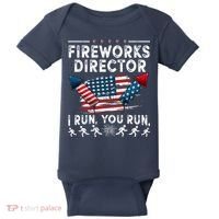 Fireworks Director I Run You Run Flag Funny 4th Of July Baby Bodysuit thumb 0