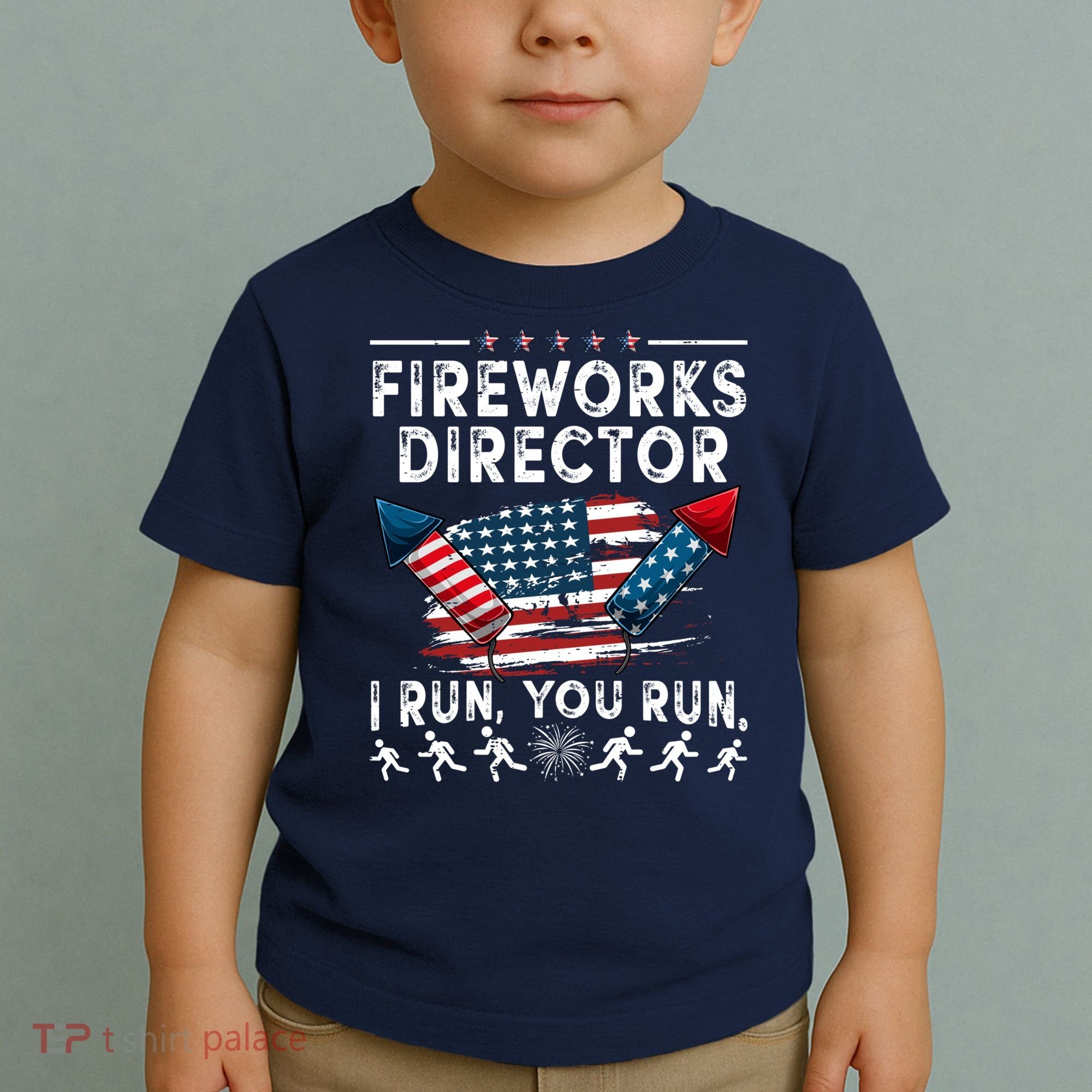 Fireworks Director I Run You Run Flag Funny 4th Of July Toddler T-Shirt