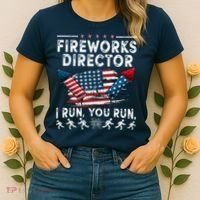 Fireworks Director I Run You Run Flag Funny 4th Of July Women's T-Shirt thumb 2
