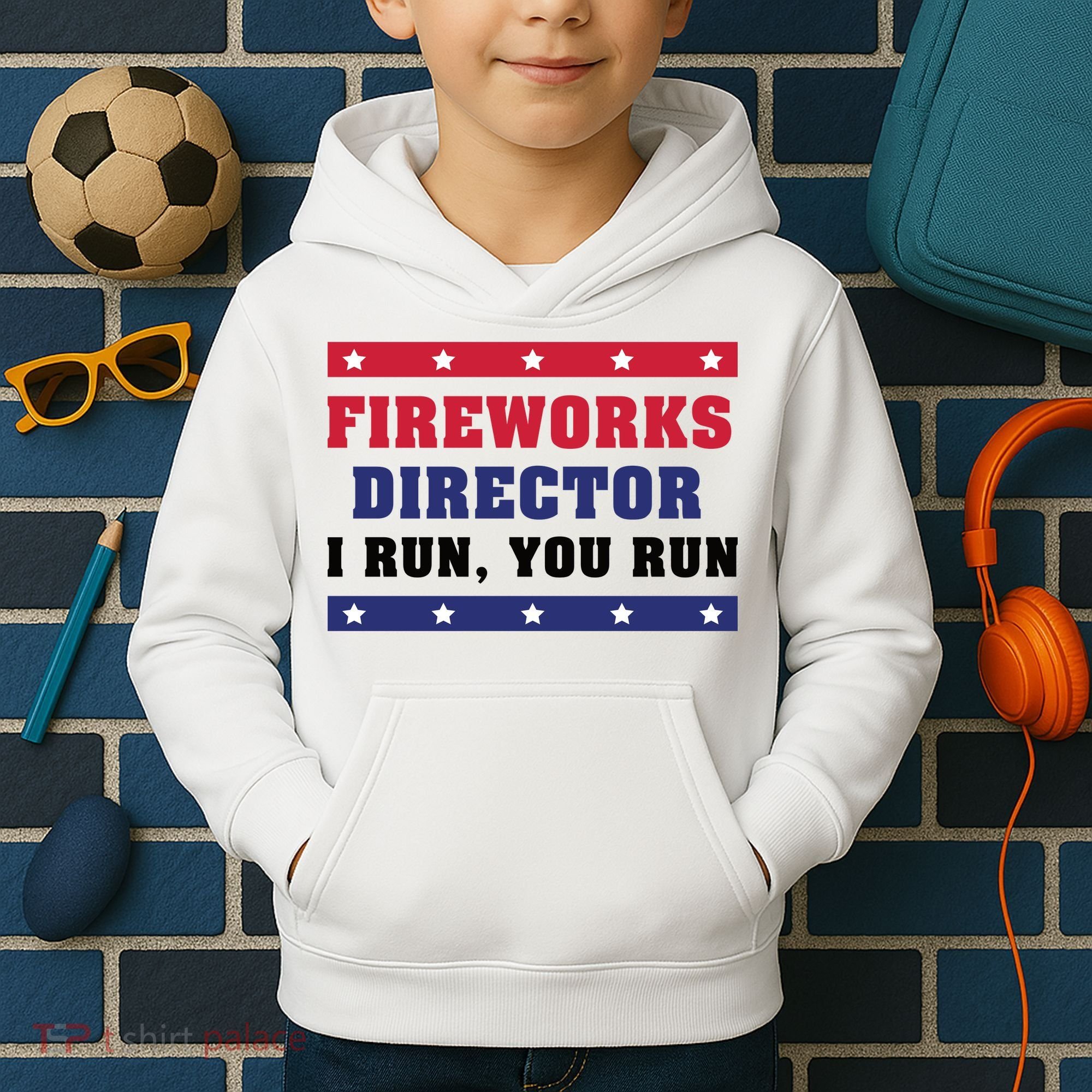 Fireworks Director I Run You Run | 4th Of July Kids Hoodie