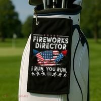 Fireworks Director I Run You Run Flag Funny 4th Of July Golf Towel thumb 2
