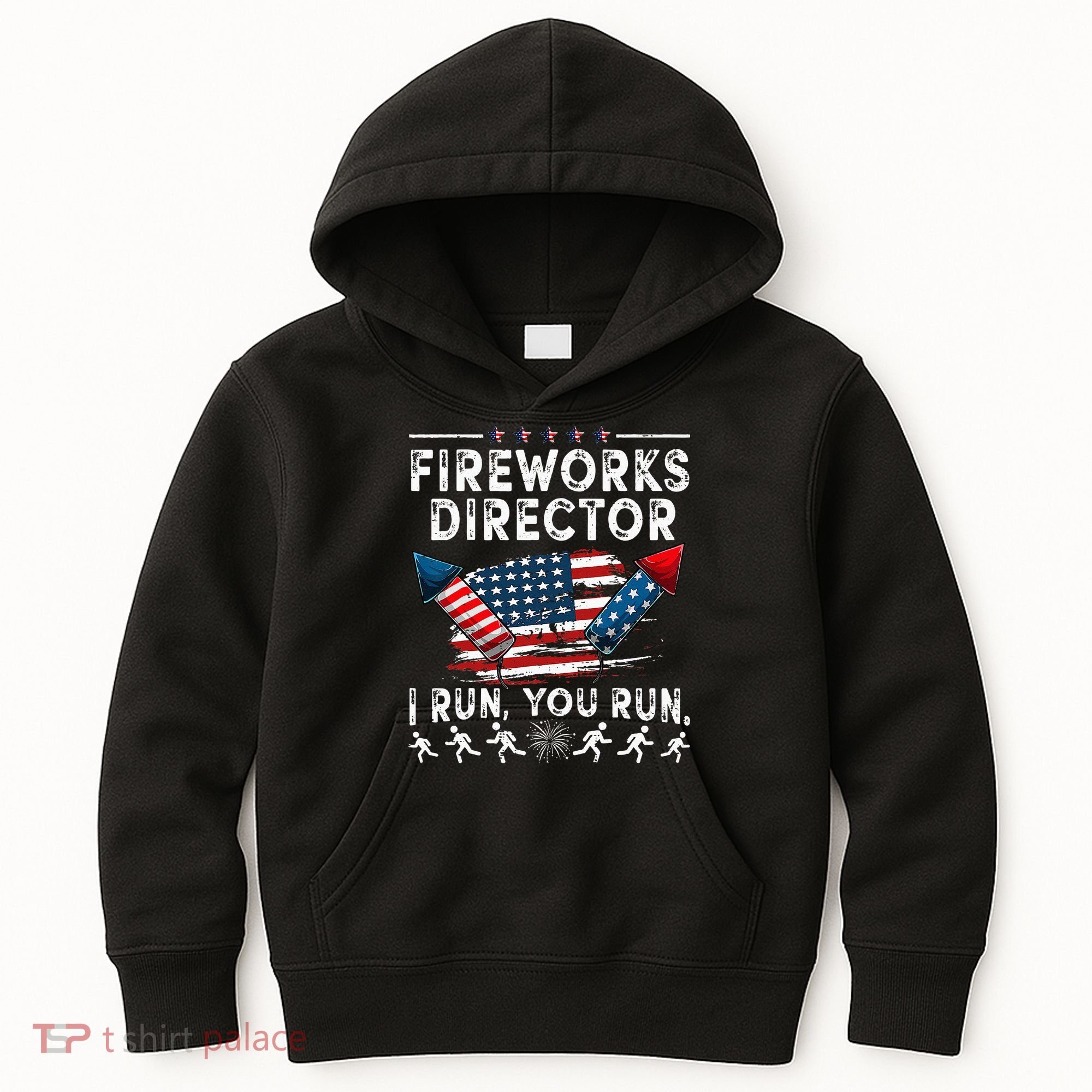Fireworks Director I Run You Run Flag Funny 4th Of July Kids Hoodie
