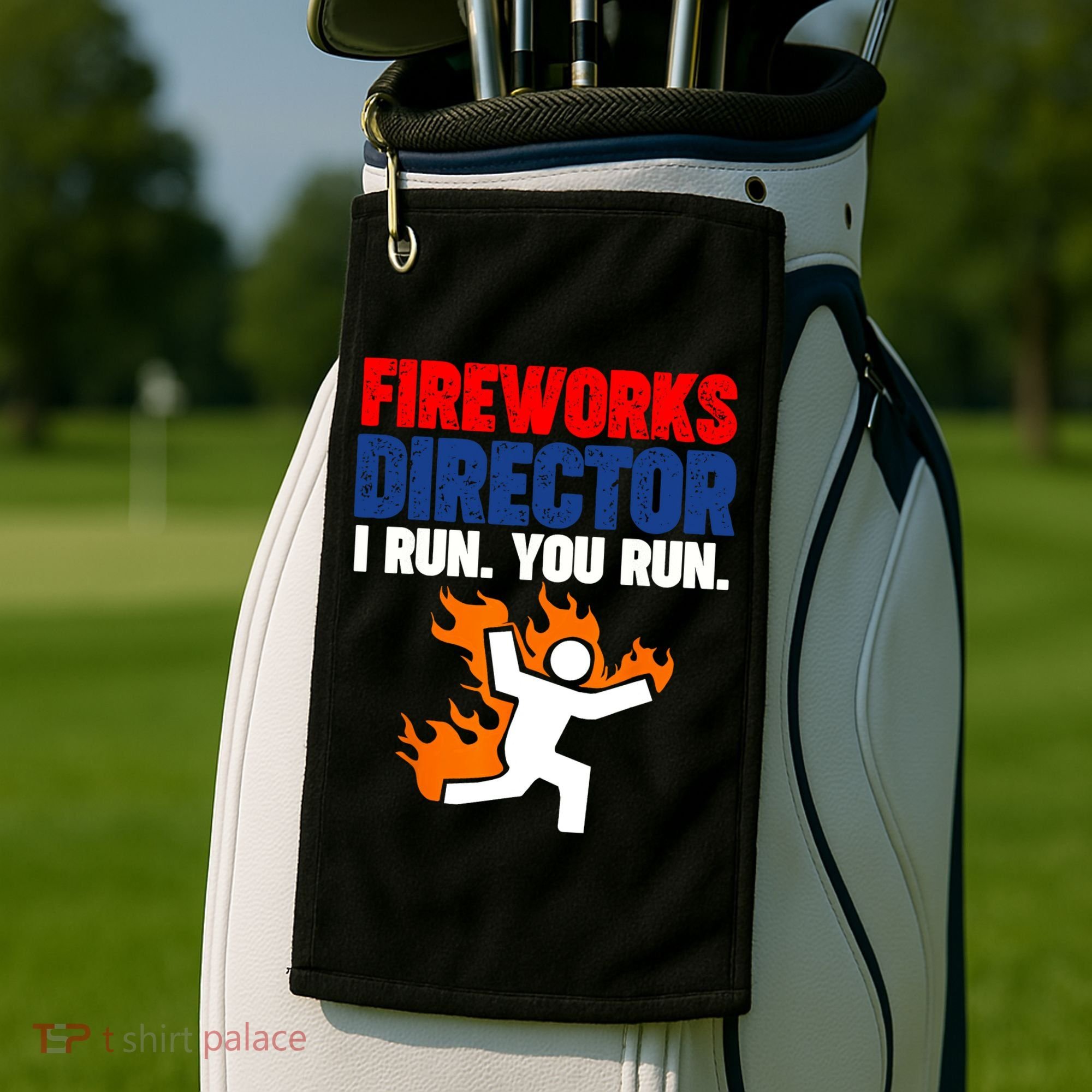 Fireworks Director I Run You Run Golf Towel