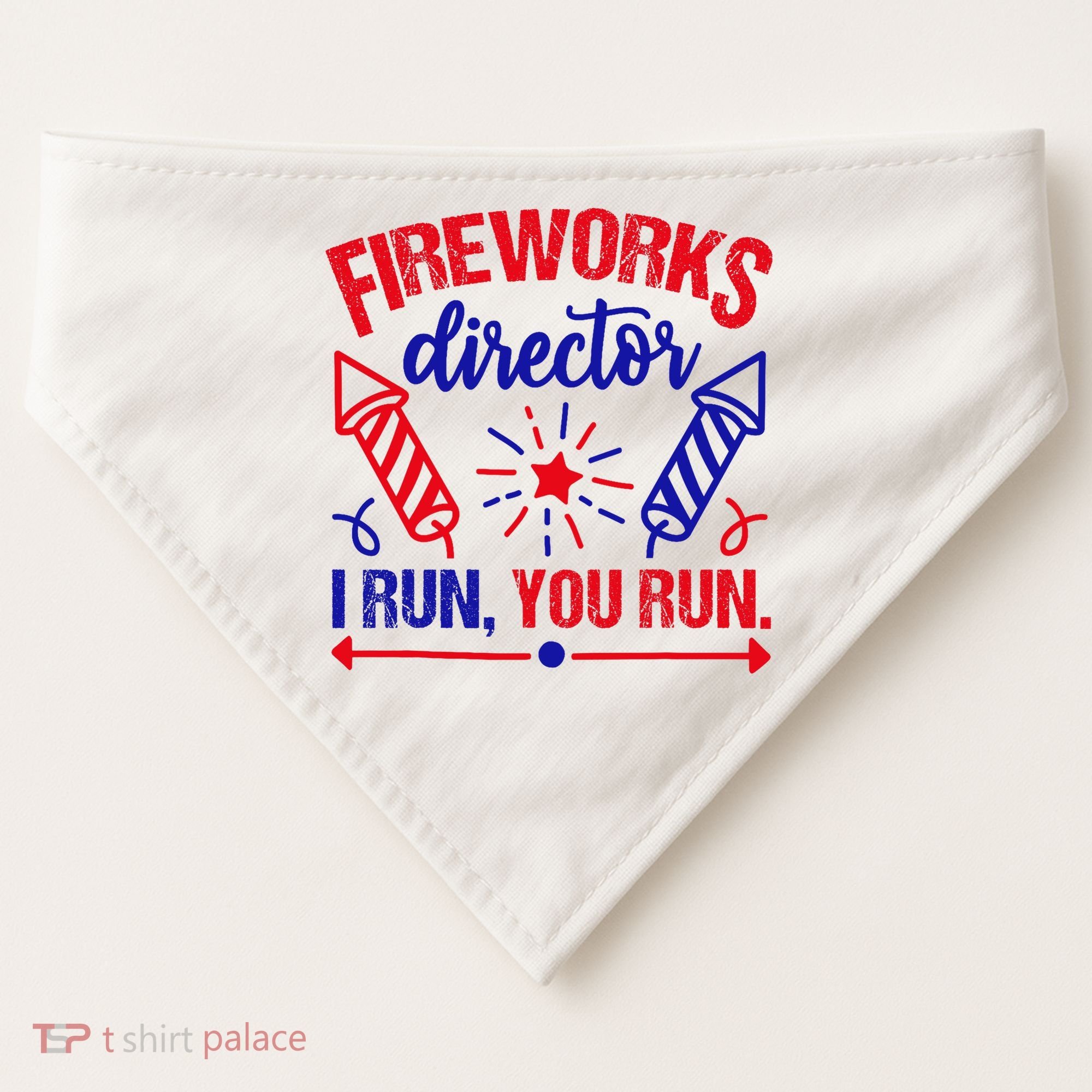 Fireworks Director I Run You Run 4th Of July Usa USA-Made Doggie Bandana