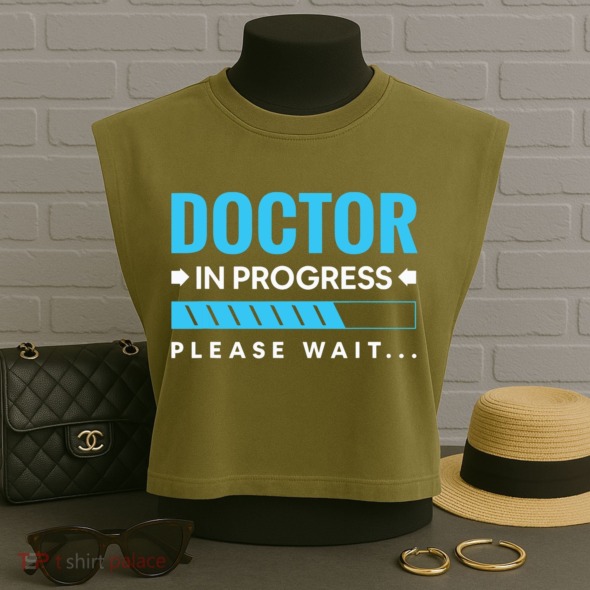 Funny Doctor In Progress Medical Students Garment-Dyed Women's Muscle Tee