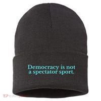 Funny Democracy Is Not A Spectator Sport Sustainable Knit Beanie thumb 0