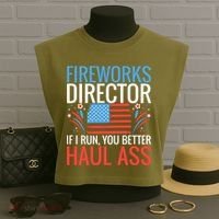 Fireworks Director If I Run You Better Haul Ass 4th Of July Cute Gift Garment-Dyed Women's Muscle Tee thumb 3