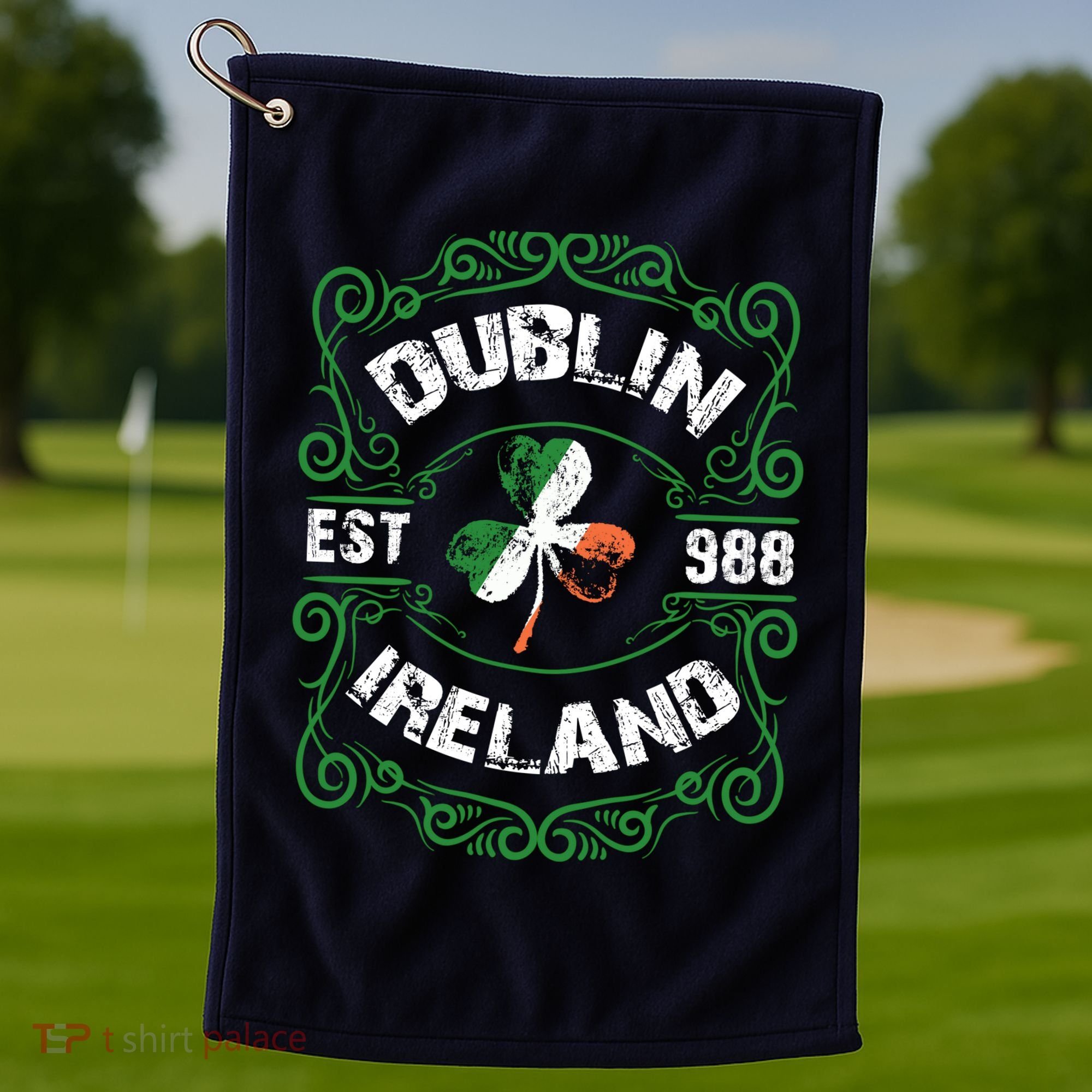 Funny Dublin Ireland Saint Patricks Day Green Shamrock Gifts Golf Towel