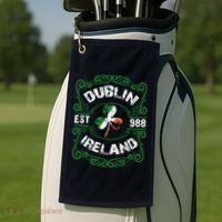Funny Dublin Ireland Saint Patricks Day Green Shamrock Gifts Golf Towel thumb 2