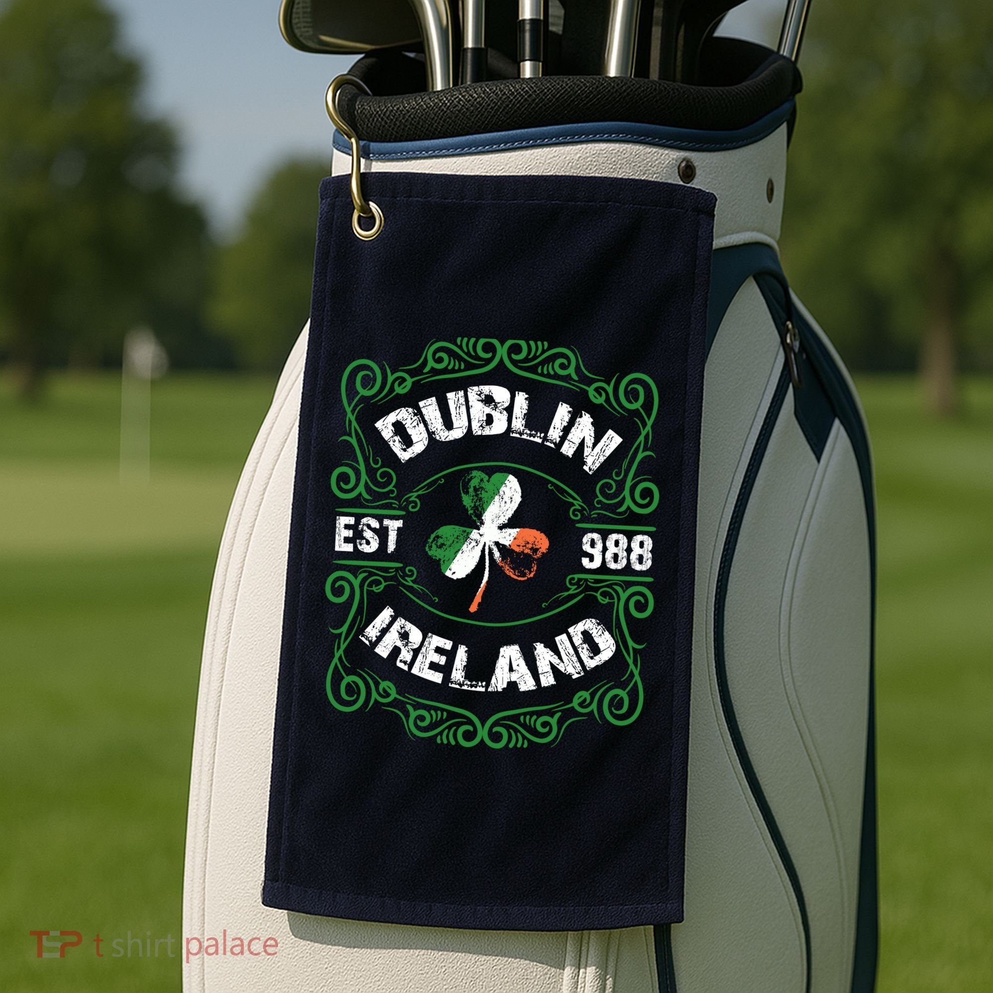 Funny Dublin Ireland Saint Patricks Day Green Shamrock Gifts Golf Towel