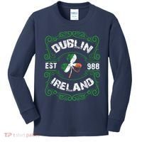Funny Dublin Ireland Saint Patricks Day Green Shamrock Gifts Kids Long Sleeve Shirt thumb 0