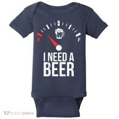 Funny Drinking I Need A Beer Meter Baby Bodysuit
