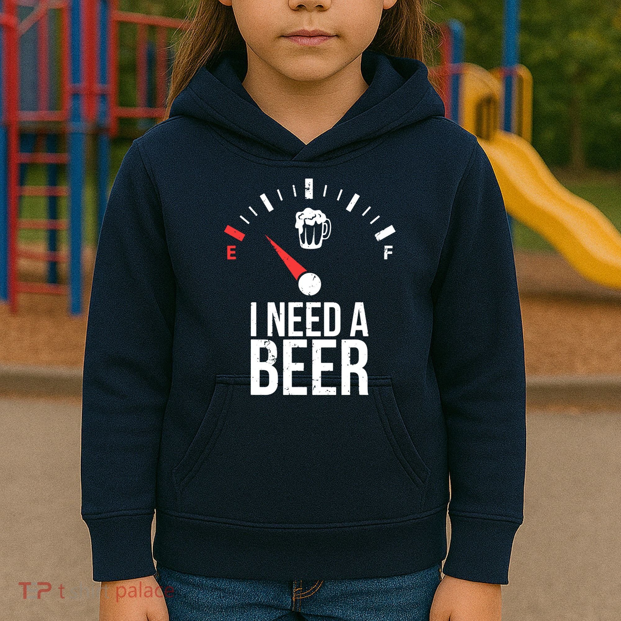 Funny Drinking I Need A Beer Meter Kids Hoodie