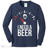 Funny Drinking I Need A Beer Meter Kids Long Sleeve Shirt thumb 0