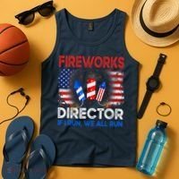 Fireworks Director If I Run We All Run US 4th Of July Tank Top thumb 4