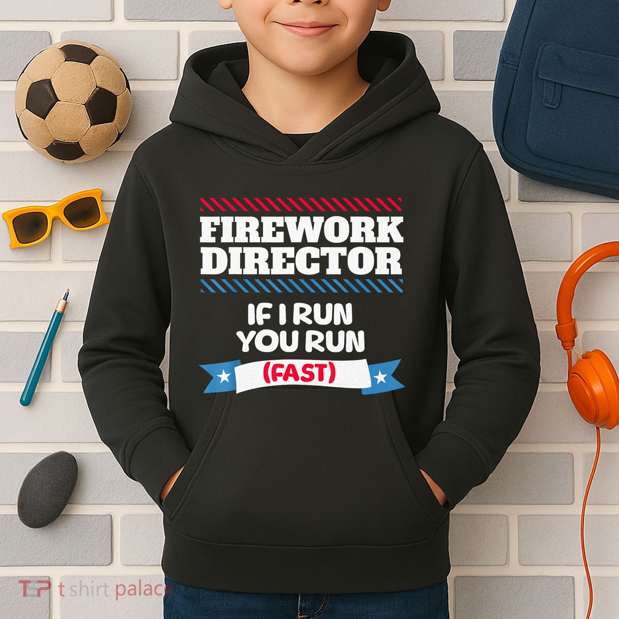 Fireworks Director If I Run You Run July 4th Independence Kids Hoodie