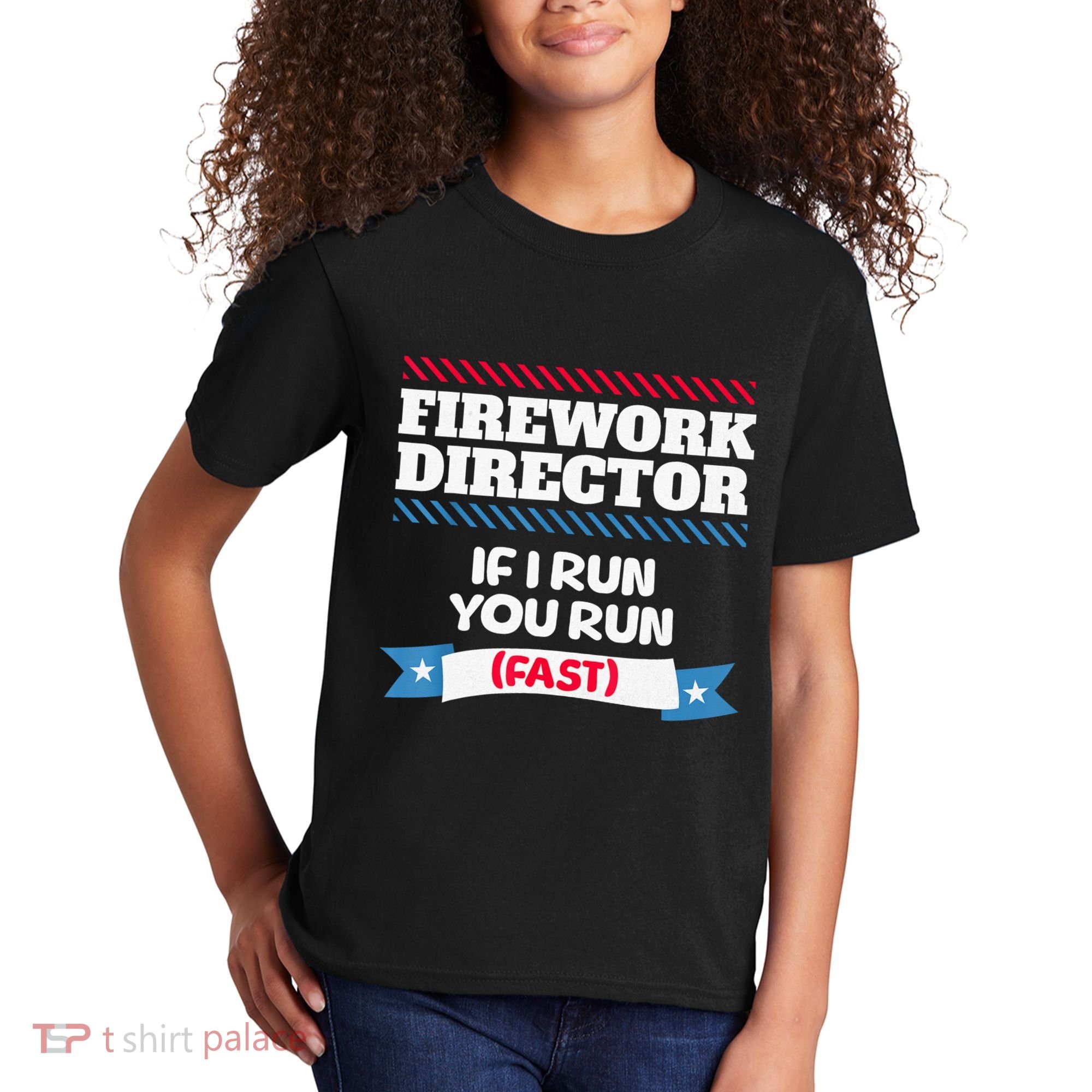 Fireworks Director If I Run You Run July 4th Independence Kids T-Shirt