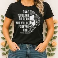 Frederick Douglass Inspiring Quote Once You Learn To Read Women's T-Shirt thumb 2