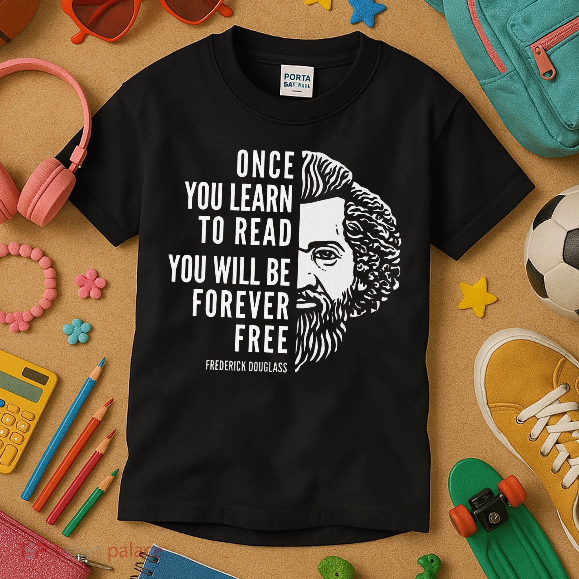 Frederick Douglass Inspiring Quote Once You Learn To Read Kids T-Shirt