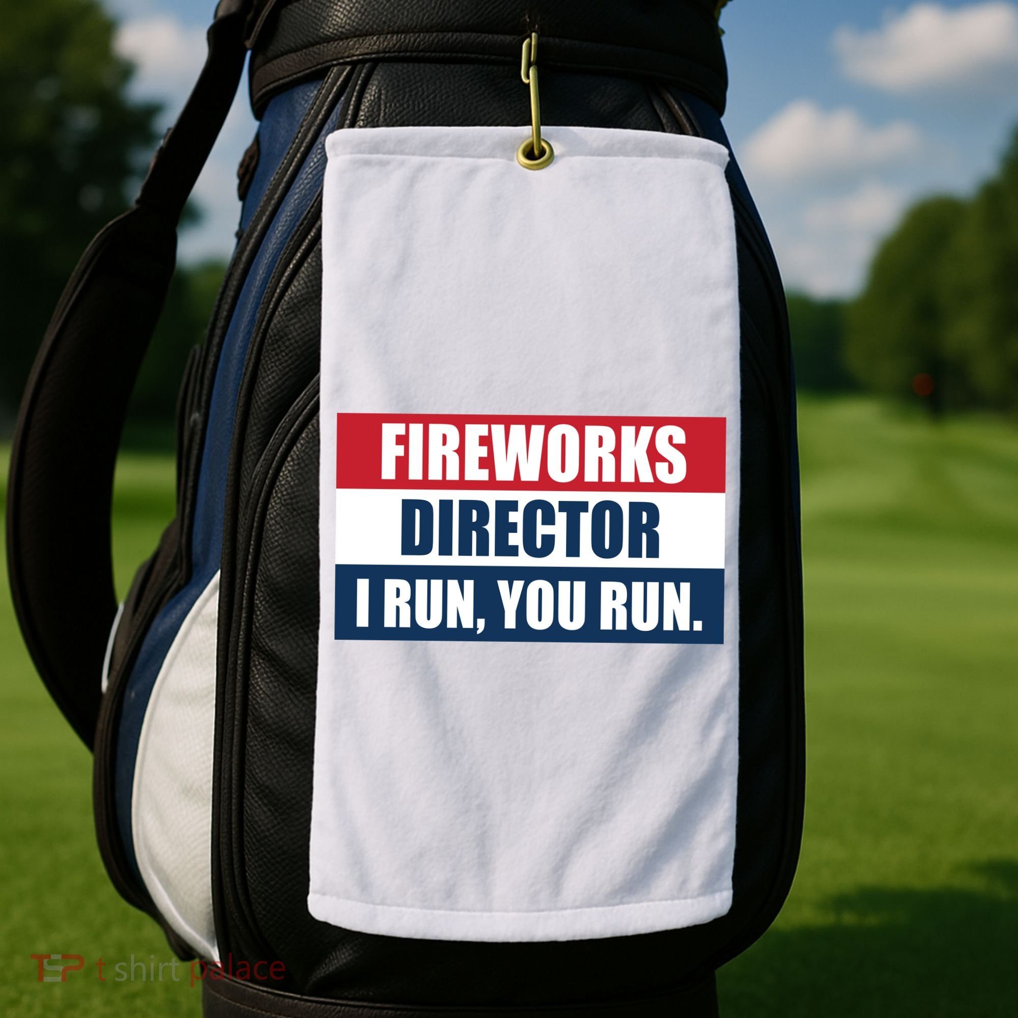 Fireworks Director I Run You Run Golf Towel