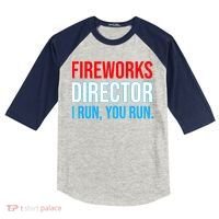 Fireworks Director I Run You Run Funny 4th Of July Party Kids Colorblock Raglan Jersey thumb 0