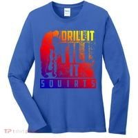 Funny Drill It Till It Squirts For Ice Fishing Lovers Cool Gift Women's Long Sleeve Shirt thumb 0