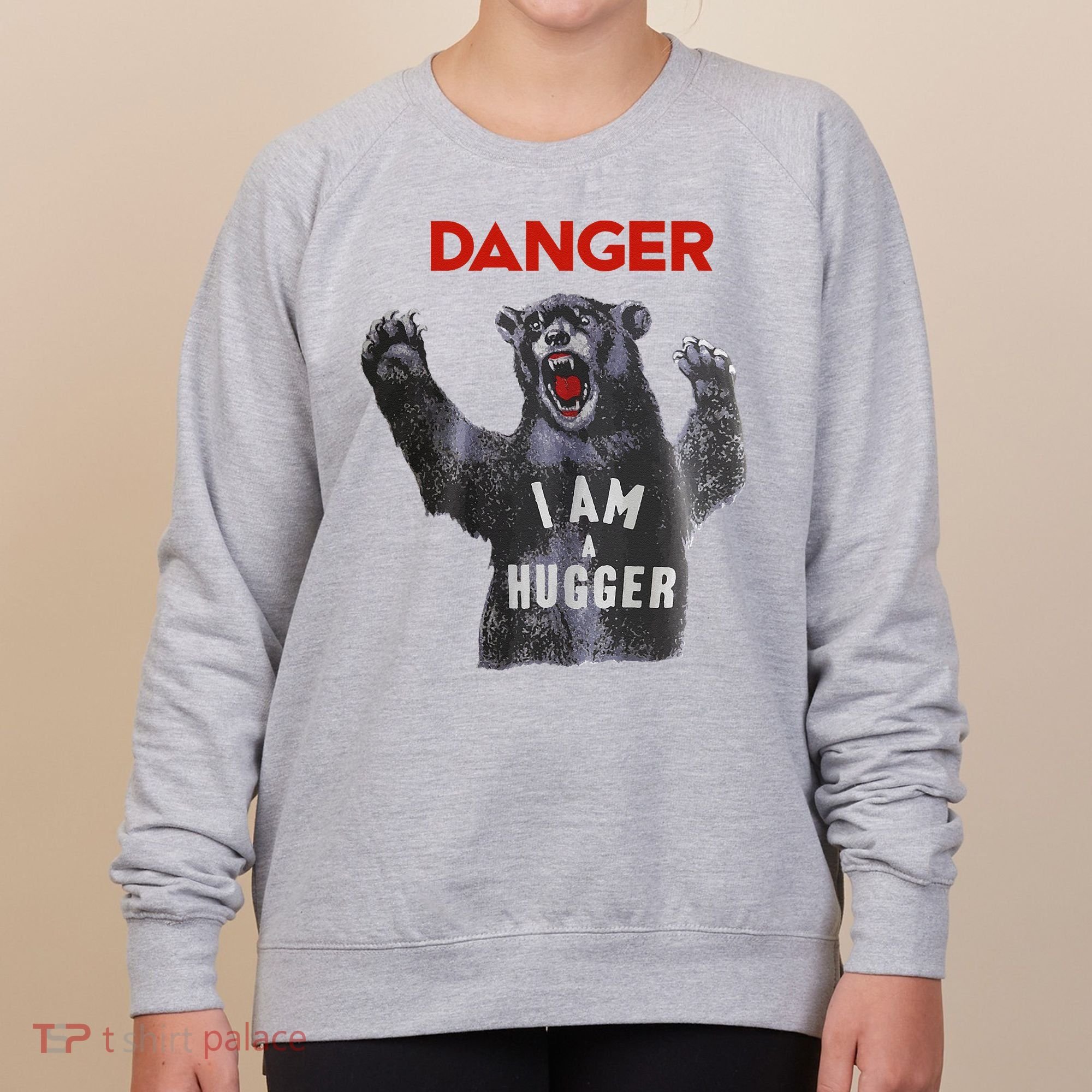 Funny Danger Im Hugger Bear Sun Nerd Geek Graphic Women's Sweatshirt