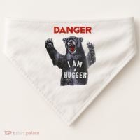 Funny Danger Im Hugger Bear Sun Nerd Geek Graphic USA-Made Doggie Bandana thumb 0