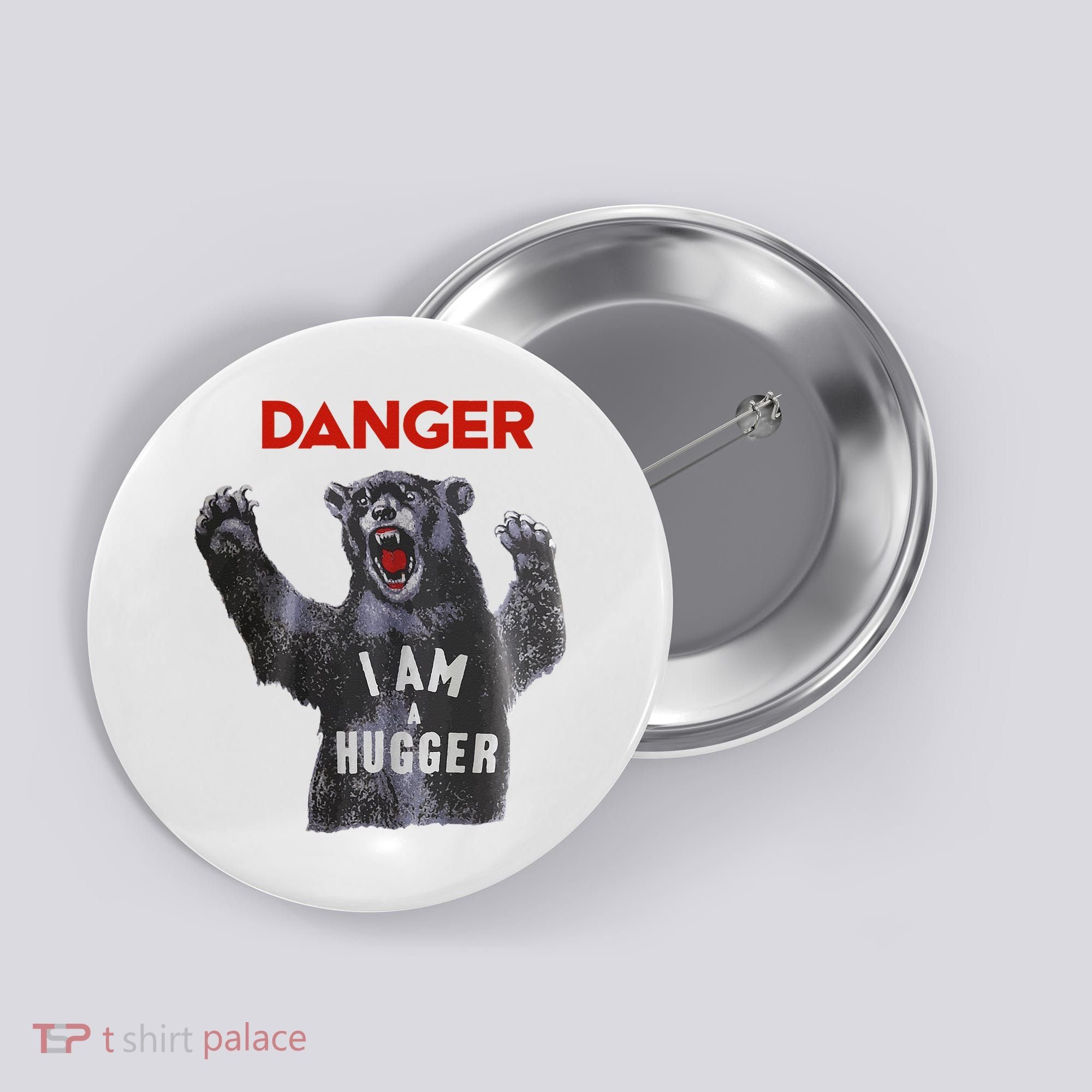 Funny Danger Im Hugger Bear Sun Nerd Geek Graphic Button